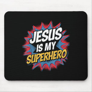 Jesus Is My Superhero Christian Kid Boy God Son Go Mouse Pad