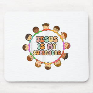 Jesus Is My Superhero Christian Toddler Sister Bro Mouse Pad