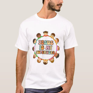 Jesus Is My Superhero Christian Toddler Sister Bro T-Shirt