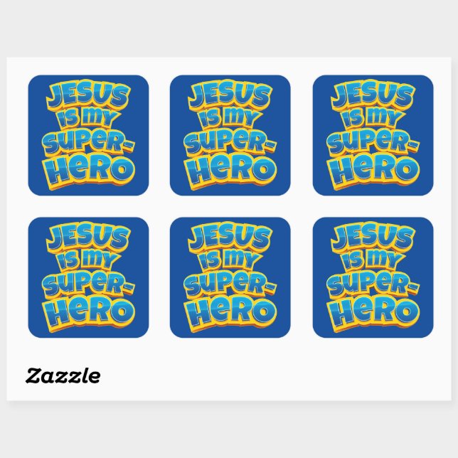 Jesus is My Superhero Kids & Adult Christian Faith Square Sticker (Sheet)
