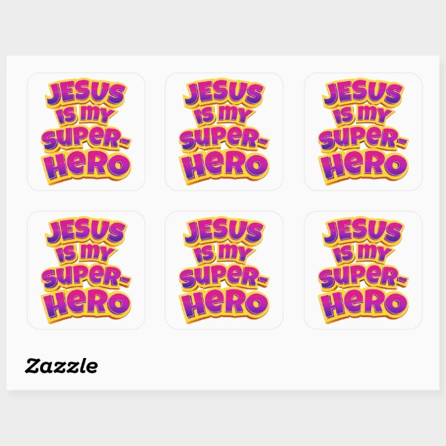 Jesus is My Superhero Women Girls Christian Faith  Square Sticker (Sheet)