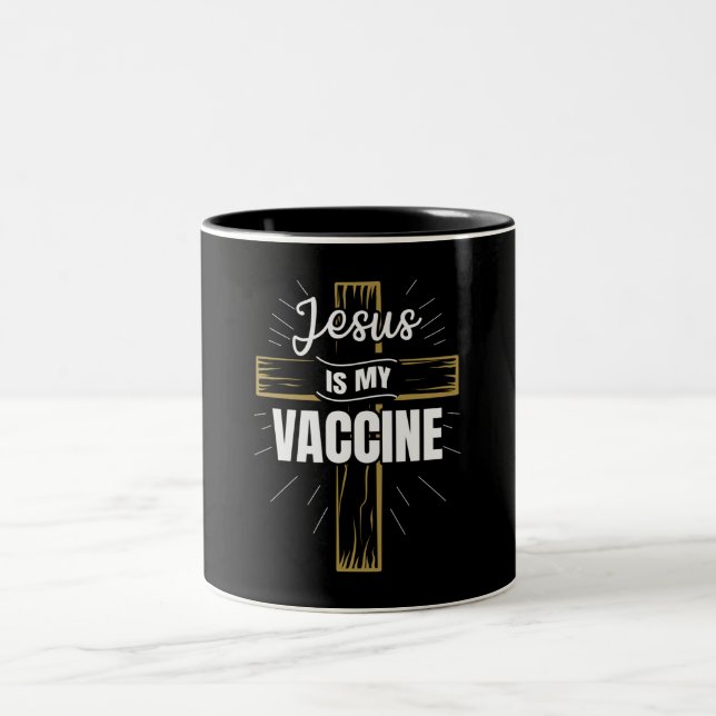 Jesus Is My Vaccine Christian Faith Two-Tone Coffee Mug (Center)