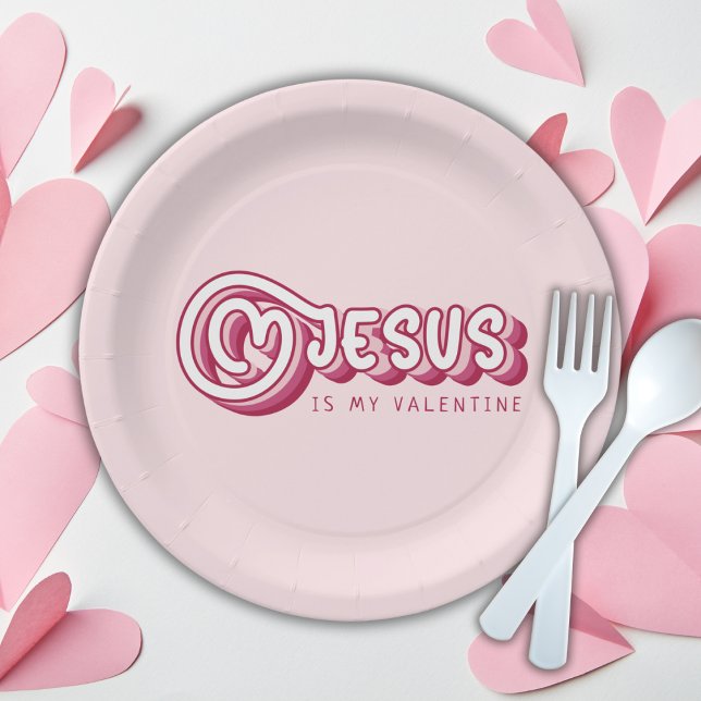 Jesus Is My Valentine Christian Red Heart Retro Paper Plate (Creator Uploaded)