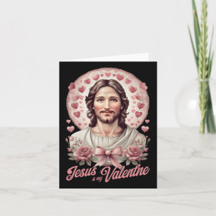 Jesus Is My Valentine Day Coquette Bow Cross Faith Card