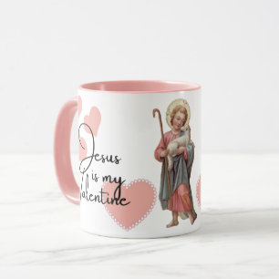 Jesus is My Valentine Pink Hearts Religious Mug