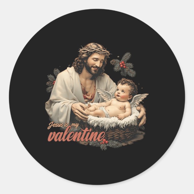 Jesus Is My Valentines Day Cupid Bible Verse Faith Classic Round Sticker (Front)