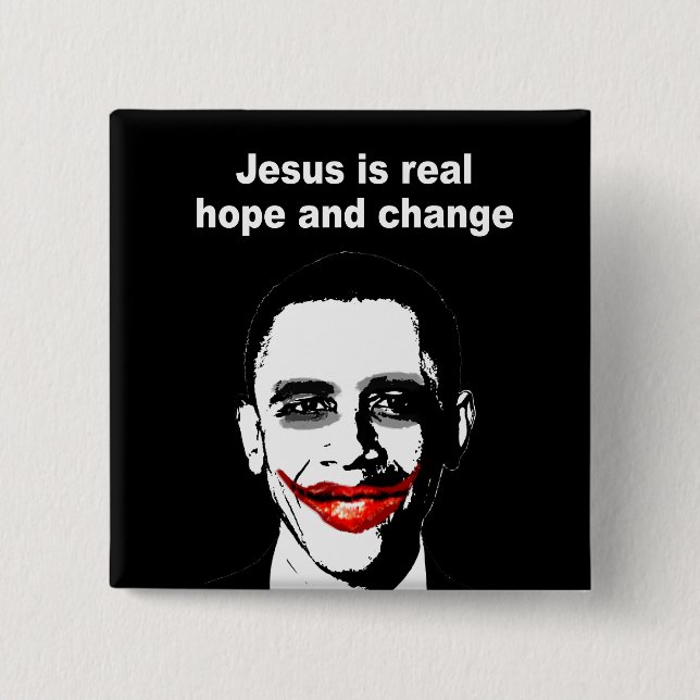 JESUS IS REAL HOPE AND CHANGE 15 CM SQUARE BADGE (Front)