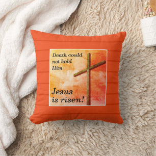 JESUS IS RISEN Christian Easter Cross Cushion