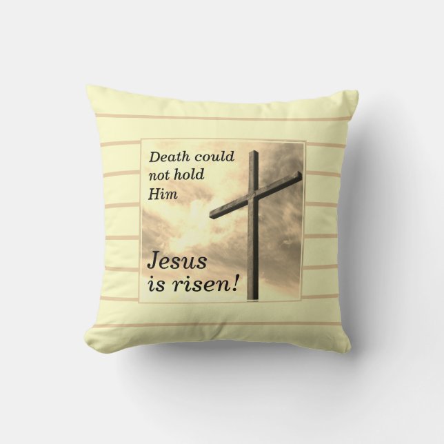 JESUS IS RISEN Customisable Cream Christian Easter Cushion (Front)