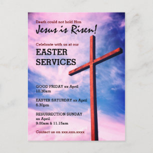 Jesus is Risen EASTER CHURCH SERVICES Customised Invitation Postcard