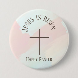 Jesus Is Risen Happy Easter Modern Arch Typography 7.5 Cm Round Badge