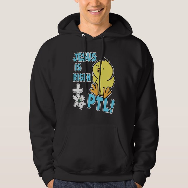 Jesus Is Risen PTL! Christian Easter Cute Yellow C Hoodie (Front)