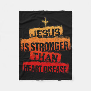 Jesus Is Stronger Than Heart Disease Red Ribbon Su Fleece Blanket