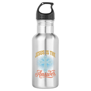 Jesus Is the Answer Christian Cross Vector Design_ 532 Ml Water Bottle