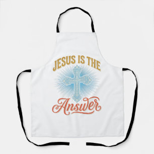Jesus Is the Answer Christian Cross Vector Design_ Apron