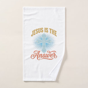 Jesus Is the Answer Christian Cross Vector Design_ Hand Towel