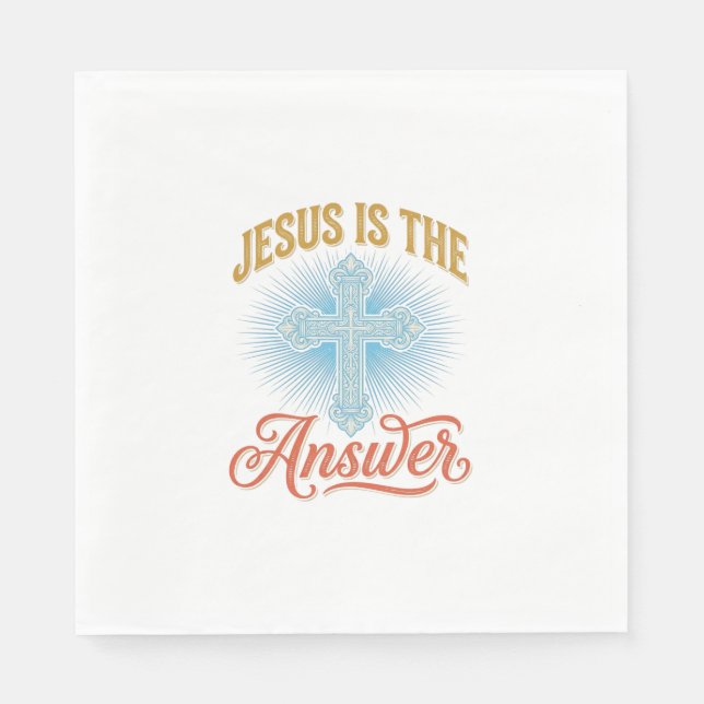 Jesus Is the Answer Christian Cross Vector Design_ Napkin (Front)