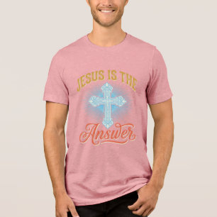 Jesus Is the Answer Christian Cross Vector Design_ Tri-Blend Shirt