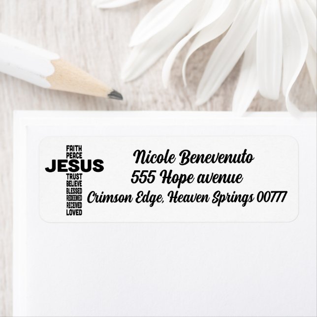 Jesus is the centre cross design  return address label (Insitu)