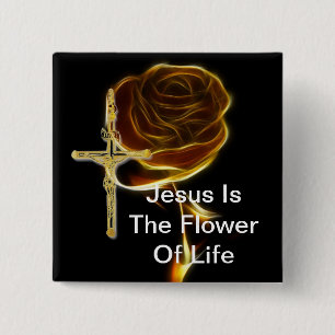 JESUS IS THE FLOWER OF LIFE 15 CM SQUARE BADGE