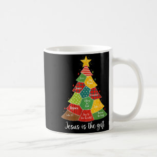 Jesus Is The Gift Christmas Tree Patchwork Scriptu Coffee Mug
