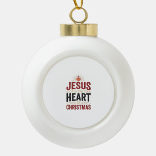 Jesus Is the Heart of Christmas Vintage Shirt Ceramic Ball Christmas Ornament
