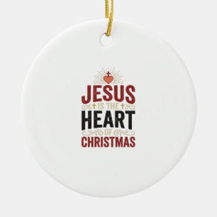 Jesus Is the Heart of Christmas Vintage Shirt Ceramic Ornament