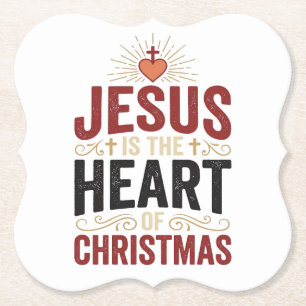 Jesus Is the Heart of Christmas Vintage Shirt Paper Coaster
