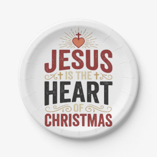 Jesus Is the Heart of Christmas Vintage Shirt Paper Plate