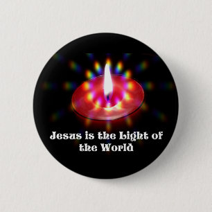 Jesus Is The Light Of The World Red Candle 6 Cm Round Badge