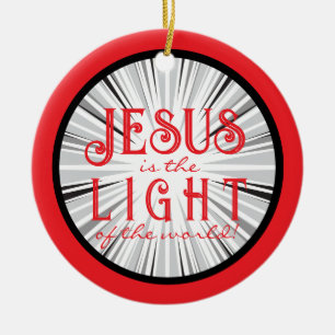 Jesus is the Light Ornament- Red/Black Ceramic Ornament