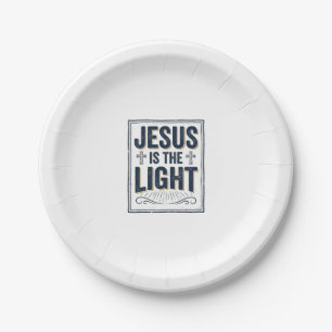 Jesus Is The Light Vintage Christian Shirt Paper Plate