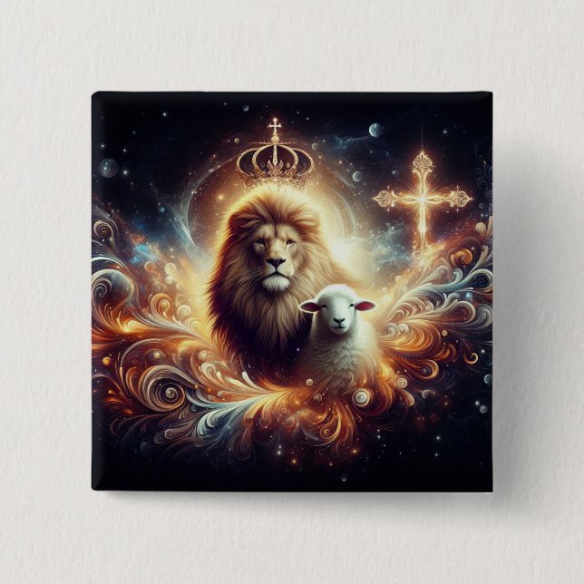 Jesus is the Lion and the Lamb  15 Cm Square Badge (Front)