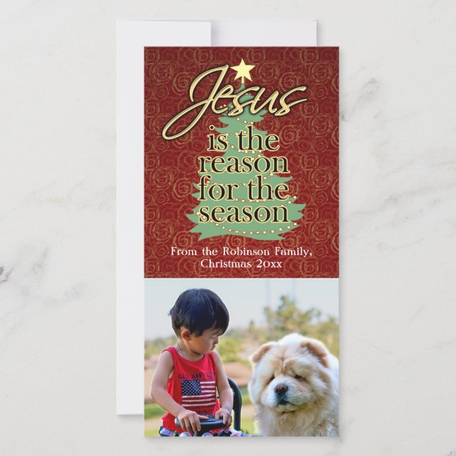 Jesus is the Reason Christian Christmas Holiday Card (Front)