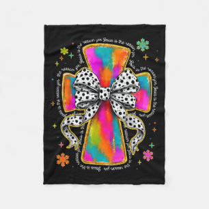 Jesus Is The Reason Christian Cross Coquette Bow C Fleece Blanket