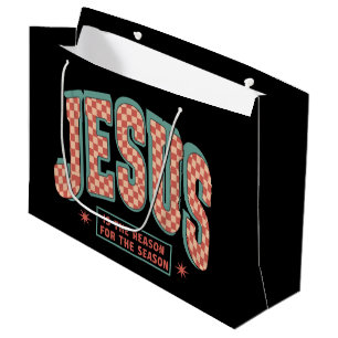 Jesus Is The Reason Christmas Christian Retro Large Gift Bag