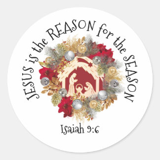 JESUS IS THE REASON Christmas Classic Round Sticker