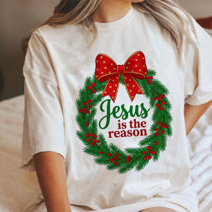 Jesus Is The Reason Christmas Wreath Tri-Blend Shirt
