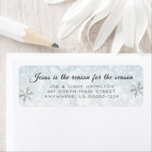 Jesus is the Reason Falling Snow Return Address Label