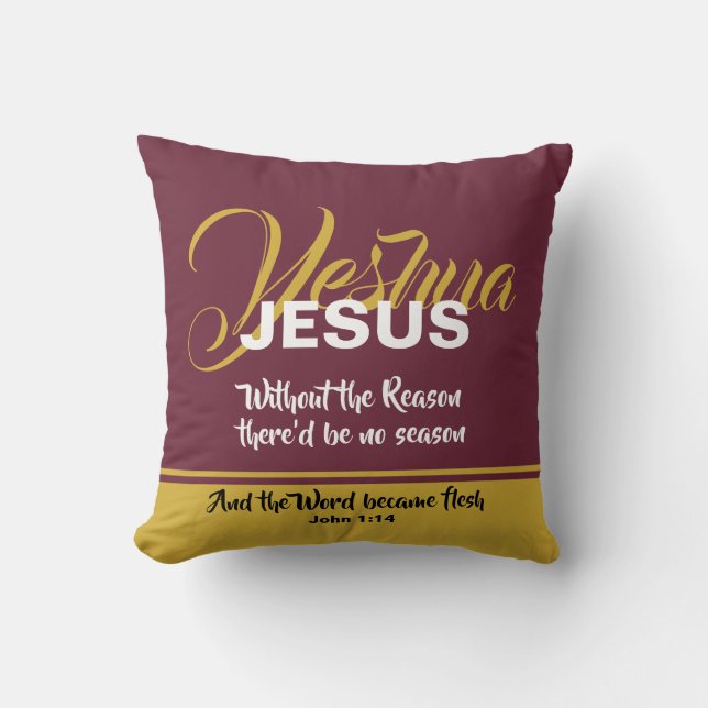 JESUS IS THE REASON FOR SEASON Christian Christmas Cushion (Front)