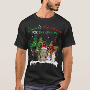 Jesus Is The Reason for Season Christmas Cat Jesus T-Shirt