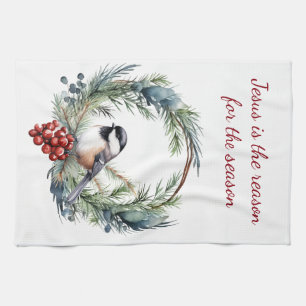 JESUS IS THE REASON FOR SEASON Christmas quote Tea Towel