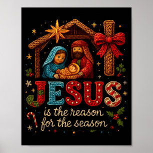 Jesus Is The Reason For Season Yarn Crochet Art De Poster