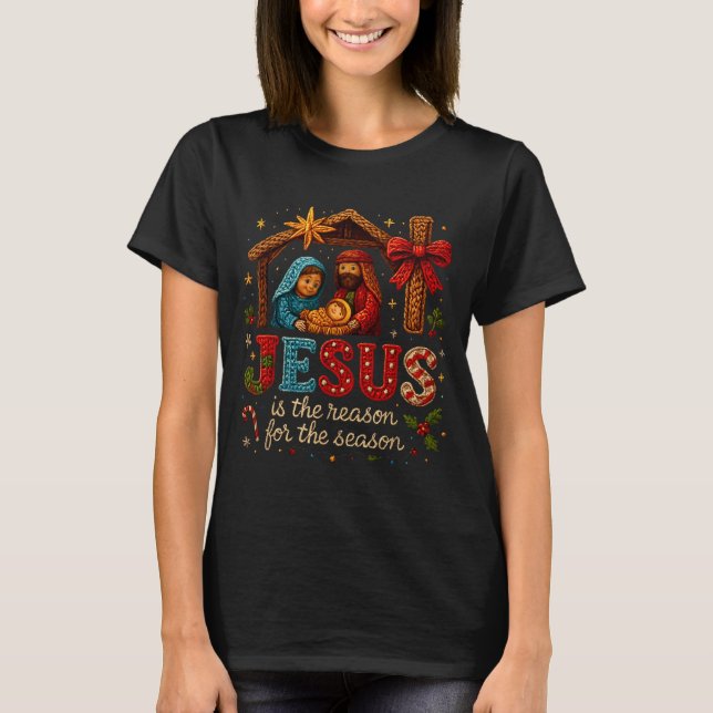 Jesus Is The Reason For Season Yarn Crochet Art De T-Shirt (Front)