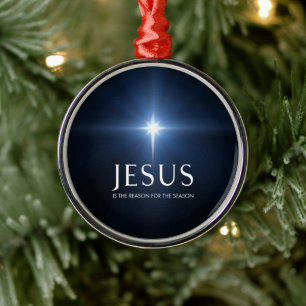 Jesus is the Reason for the Season Bright Star Metal Ornament