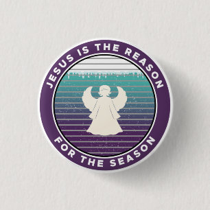 Jesus is the Reason for the Season Christmas Angel 3 Cm Round Badge