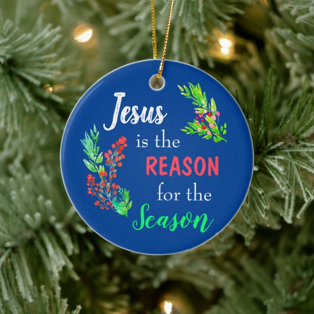 Jesus is the Reason for the Season Christmas Bible Ceramic Ornament (Tree)