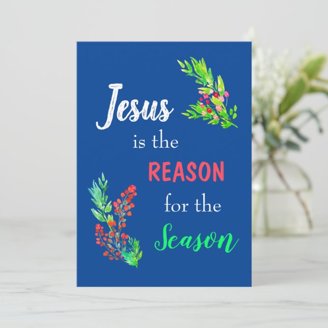 Jesus is the Reason for the Season Christmas Bible Holiday Card (Standing Front)