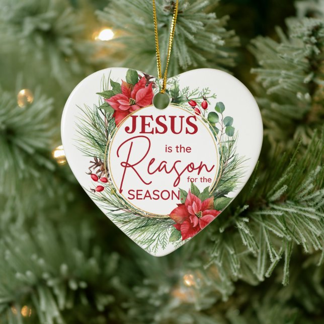 Jesus is the Reason for the Season Christmas Ceramic Ornament (Tree)