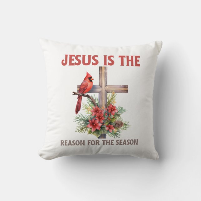 Jesus is the reason for the season Christmas cross Cushion (Front)